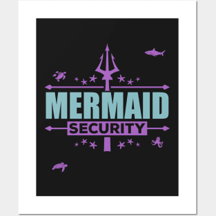 Mermaid Security Funny Dad Swimming party Gift print Posters and Art